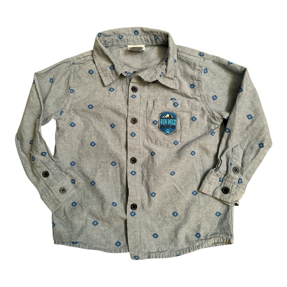 Nannette Kids Chambray Southwest Print Button Down Shirt